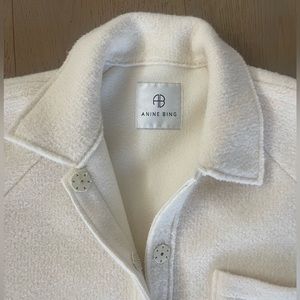 Anine Bing Caden white/cream wool (90%) belted jacket